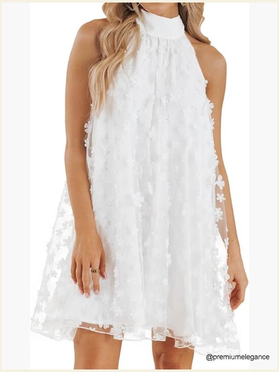 Dresses & Skirts - Mini A-Line Halter Cocktail Dress Flowy Swing Chiffon Homecoming